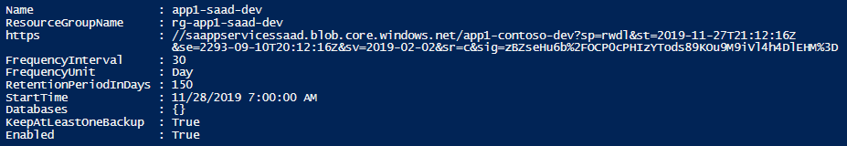 Azure App Services - Scheduled Backup Configuration Single App